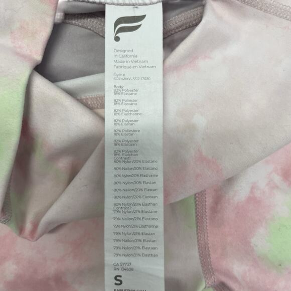 Fabletics PureLuxe Biker Shorts Women's Small Tie Dye Pink White Green - Picture 4 of 6